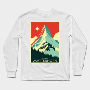 Matterhorn, Zermatt,Switzerland,Ski Poster Long Sleeve T-Shirt